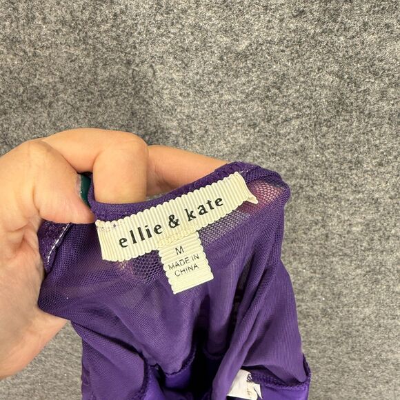 Ellie & Kate Dress Women M Medium Purple Geometric Maxi Long Sleeveless Halter - Picture 4 of 6